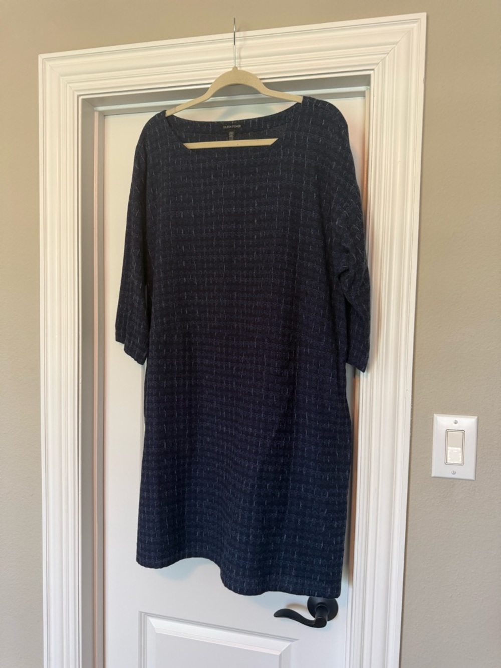 Eileen Fisher Navy Textured Knit Top